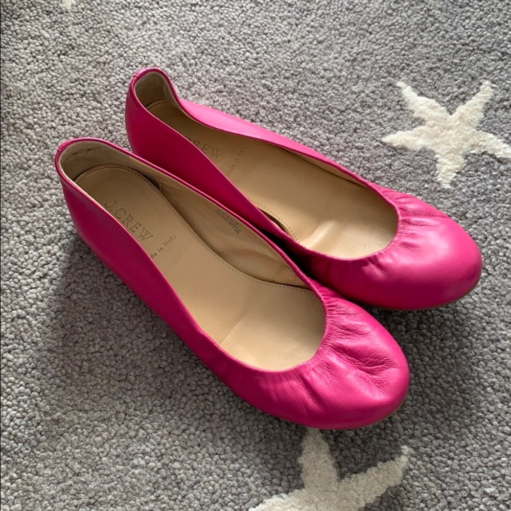 Jcrew pink leather flats